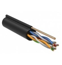 Кабель связи витая пара U/UTP, кат.5E 4х2х24AWG, LDPE, с металл. тросом 1,2мм, 305м, черный