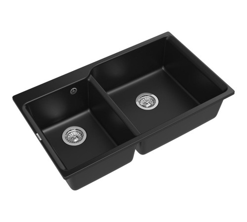 Кухонная мойка RIVELATO RIVELATO Мойка AXEL 90D 2-чаши 870*520мм, монтаж: врезной, материал: кварц, цвет: антрацит Кухонная мойка RIVELATO RIVELATO Мойка AXEL 90D 2-чаши 870*520мм, монтаж: врезной, материал: кварц, цвет: антрацит