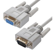 GCR Удлинитель 0.3m 0-модемный COM, DB9/DB9  9M/9F, серый, 30 AWG, GCR-51626
