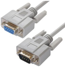 GCR Удлинитель 0.3m 0-модемный COM, DB9/DB9  9M/9F, серый, 30 AWG, GCR-51626