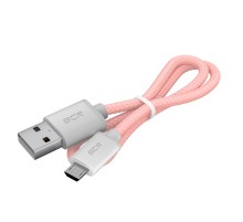GCR Кабель 3A 1.0m MicroUSB, быстрая зарядка, розовый нейлон, GCR-51689