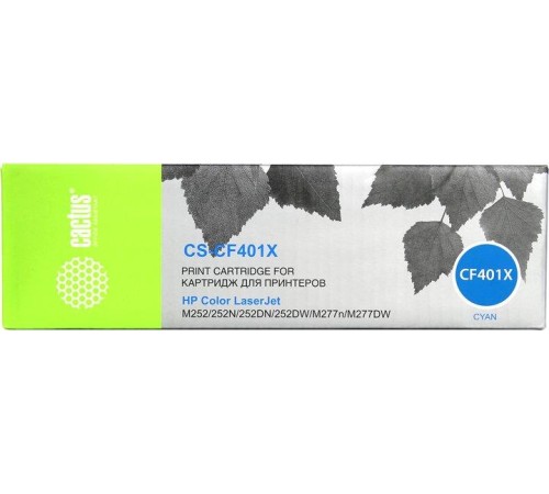-/ Картридж лазерный Cactus CS-CF401X CF401X голубой (2300стр.) для HP CLJ M252/252N/252DN/252DW/M277n/