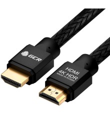 GCR Кабель 4.5m HDMI версия 2.0, HDR 4:2:2, Ultra HD, 4K 60 fps 60Hz/5K*30Hz, 3D, AUDIO, 18.0 Гбит/с, 28/28 AWG, OD7.8mm, тройной экран, черный нейлон, AL корпус черный, GCR-52192