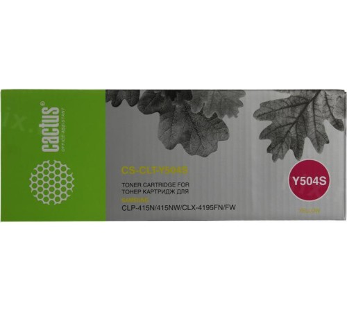 -/ Картридж лазерный Cactus CS-CLT-Y504S CLT-Y504S желтый (1800стр.) для Samsung CLP-415N/CLX-4195FW/41