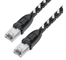 GCR Патч-корд PROF прямой 1.0m, UTP медь кат.6, STRONG черно-белый нейлон, ethernet high speed 10 Гбит/с, T568B, GCR-52776