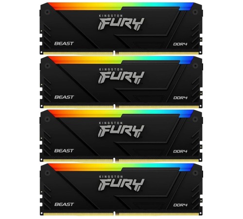 Память оперативная/ Kingston 64GB 3200MT/s DDR4 CL16 DIMM (Kit of 4) FURY Beast RGB Память оперативная/ Kingston 64GB 3200MT/s DDR4 CL16 DIMM (Kit of 4) FURY Beast RGB