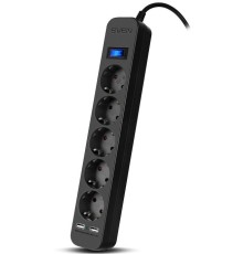 Фильтр SVEN SF-05LU 1,8 м (5 евро розеток,2*USB(2,4А)) черный, цветная коробка/ Surge protector SVEN SF-05LU 1,8 м (5 евро розеток,2*USB(2,4А)) черный, цветная коробка