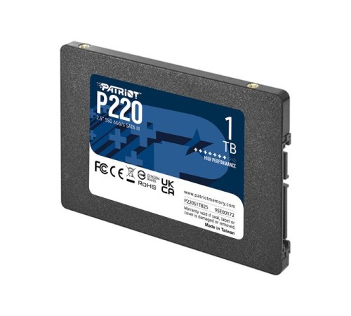Твердотельный накопитель Patriot SSD P220 1TB SATA3 2.5" R550/W500 TBW 480TB 3D NAND Твердотельный накопитель Patriot SSD P220 1TB SATA3 2.5" R550/W500 TBW 480TB 3D NAND