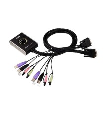 2-портовый KVM-переключатель со встроенными KVM кабелями 2х(1,2м), 1 user DVI-D(Female)+ 2хUSB(Тип А(Female)) +2хАудио(Female) <-> 2 cpu DVI-D(Male)+2хUSB(Тип А(Male))+2хАудио(Male), настольный, некаскад., не требуется внешнее питание/ PETITE 2 PORT DVI C