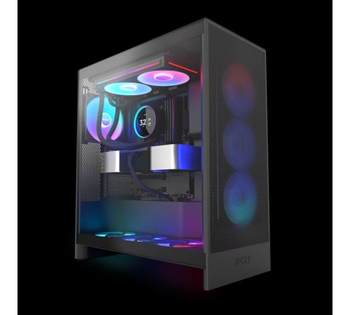 Система жидкостного охлаждения для ПК/ Water Cooling System NZXT Kraken Elite 280 RGB (250W, 280mm, LED temp., Black/ Fans: 2x140mm, 98.61CFM, 34.5dBA, 2000RPM/ Pump height 65mm, 2800RPM, Rad thickness 27mm/ S: 1851, 1700, 1200, 115X, AM5, AM4)