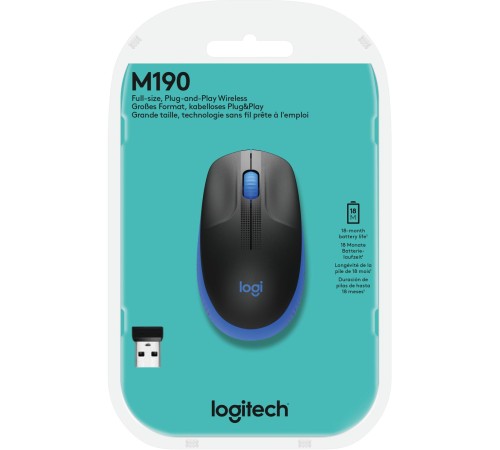 Мышь/ Logitech Wireless Mouse M190  Blue