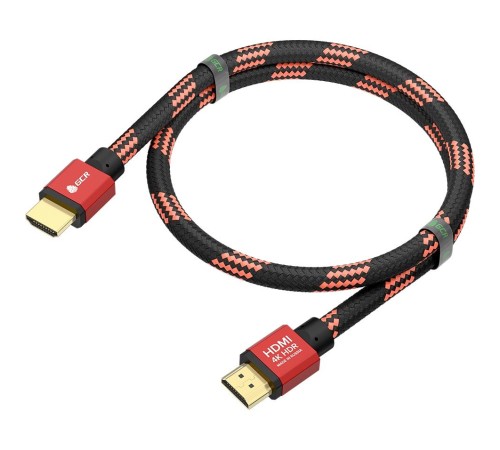 GCR Кабель PROF 1.0m HDMI 2.0, BICOLOR ECO Soft капрон, AL корпус красный, HDR 4:2:2, Ultra HD, 4K 60 fps 60Hz/5K*30Hz, 3D, AUDIO, 18.0 Гбит/с, 28AWG, GCR-54506