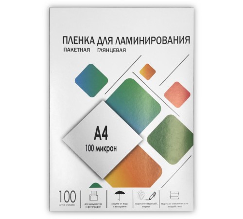 Пленка 216х303 (100 мик) 100 шт./ Пленка для ламинирования A4, 216х303 (100 мкм) глянцевая 100шт, ГЕЛЕОС [LPA4-100]