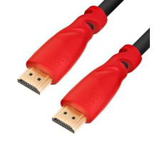 GCR Кабель 0.5m HDMI версия 1.4, черный, красные коннекторы, OD7.3mm, 30/30 AWG, позолоченные контакты, Ethernet 10.2 Гбит/с, 3D, 4K GCR-HM450-0.5m, экран
