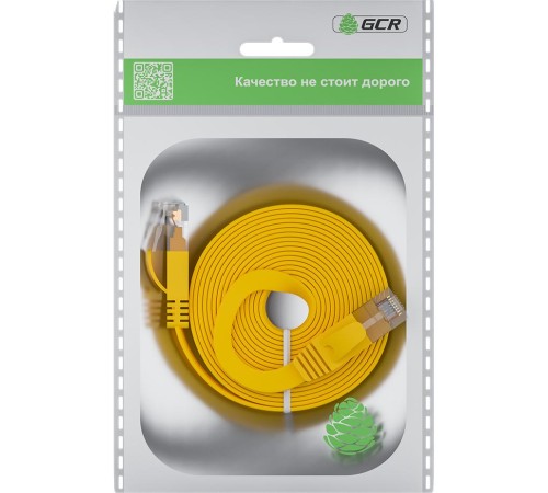 GCR Патч-корд PROF плоский прямой 0.15m, UTP медь кат.6, желтый, 30 AWG, ethernet high speed 10 Гбит/с, RJ45, T568B, GCR-53033 GCR Патч-корд PROF плоский прямой 0.15m, UTP медь кат.6, желтый, 30 AWG, ethernet high speed 10 Гбит/с, RJ45, T568B, GCR-53033