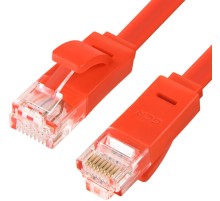 Greenconnect Патч-корд PROF плоский прямой 10.0m, UTP медь кат.6, красный, позолоченные контакты, 30 AWG, GCR-LNC624-10.0m, ethernet high speed 10 Гбит/с, RJ45, T568B