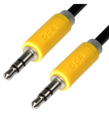 Greenconnect Кабель аудио 5.0m jack 3,5mm/jack 3,5mm черный, желтые коннекторы, ультрагибкий, 28 AWG, M/M, Premium GCR-AVC114-5.0m, экран, стерео