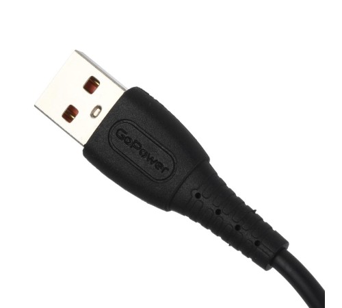 Кабель/ Кабель GoPower GP07M USB (m)-microUSB (m) 1.0м 2.4A силикон черный (1/200/800)