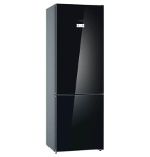 Холодильник BOSCH 6 серия, 203х60х66, объем камер максимальный 290+110,NoFrost, морозильная камера нижняя, цвет: черный под стеклом,SuperCooling, superFreezing, Multi-Flow Air Tower