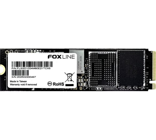 Твердотельный накопитель/ Foxline SSD X5-E21T, 1024GB, M.2(22x80mm), NVMe, PCIe Gen4x4, 3D TLC, R/W 5100/4800MB/s, IOPs 800 000/950 000, TBW 700, DWPD 0.9 (2 года) Твердотельный накопитель/ Foxline SSD X5-E21T, 1024GB, M.2(22x80mm), NVMe, PCIe Gen4x4, 3D TLC, R/W 5100/4800MB/s, IOPs 800 000/950 000, TBW 700, DWPD 0.9 (2 года)