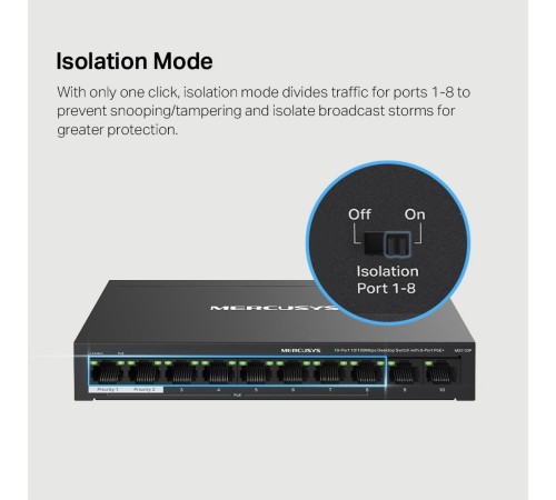 Коммутатор/ 10-Port 10/100Mbps Desktop Switch with 8-Port PoE+ Коммутатор/ 10-Port 10/100Mbps Desktop Switch with 8-Port PoE+
