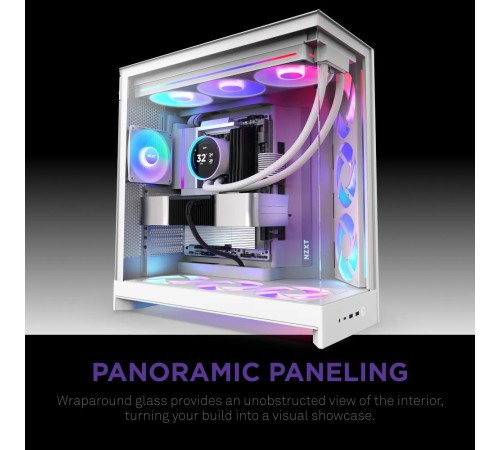 Корпус без блока питания/ Case NZXT H9 Flow RGB (2025), Midi-Tower, TG, 3x140mm RGB + 1x120mm, 2xUSB-A 3.2 + 1xUSB-C 3.2, E-ATX, ATX, mATX, mITX White