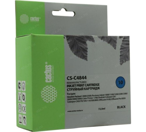 -/ Картридж струйный Cactus CS-C4844 №10 черный (72мл) для HP BIJ 1000/1100/1200/2200/2300/2600/2800