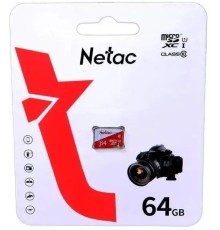 Носитель информации Netac P500 ECO 64GB MicroSDXC U1/C10 up to 80MB/s, retail pack card only