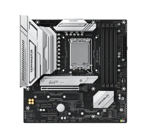 Материнская плата MAXSUN MS-Terminator B860M, LGA1851, B860, 4*DDR5, 4*SATA3, 3*M.2, USB 3.2, USB 2.0, Type-C, 1*PCIEx16, 1*PCIex4, 1*PCIex1, HDMI+DP, mATX