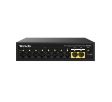 Коммутатор/ Tenda SG110PC Коммутатор неуправляемый PoE, 10 портов, 10x1 Гбит/с, PoE 8х30 Вт, 2хUplink, настольный