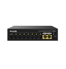 Коммутатор/ Tenda SG110PC Коммутатор неуправляемый PoE, 10 портов, 10x1 Гбит/с, PoE 8х30 Вт, 2хUplink, настольный