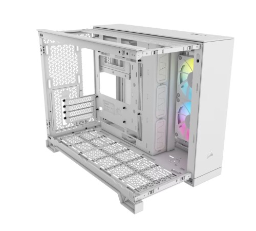 Корпус без блока питания/ Case Corsair iCUE LINK 2500X RGB, Midi-Tower, TG, 2x120mm RGB, 2xUSB-A 3.2, 1xUSB 3.2 Type-C, mATX, mITX White
