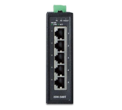 ISW-500T коммутатор для монтажа в DIN рейку/ IP30 Compact size 5-Port 10/100TX Fast Ethernet Switch (-40~75 degrees C) ISW-500T коммутатор для монтажа в DIN рейку/ IP30 Compact size 5-Port 10/100TX Fast Ethernet Switch (-40~75 degrees C)