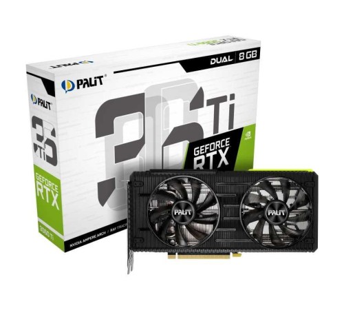 Видеокарта Palit RTX3060Ti DUAL 8G GDDR6 256bit 3-DP HDMI V1 (Вскрытая упаковка) Видеокарта Palit RTX3060Ti DUAL 8G GDDR6 256bit 3-DP HDMI V1 (Вскрытая упаковка)