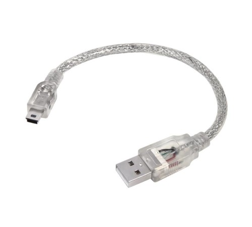 GCR Кабель 0.15m USB 2.0, AM/mini 5P, прозрачный, 28/28 AWG, экран, армированный, морозостойкий, GCR-UM1M5P-BB2S-0.15m