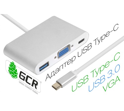 Greenconnect переходник USB Type C -> VGA + USB 3.0 + Type C Greenconnect переходник USB Type C -> VGA + USB 3.0 + Type C