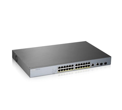 Коммутатор Smart L2 коммутатор PoE+ для IP-видеокамер Zyxel NebulaFlex Pro GS1350-26HP, rack 19", 24xGE PoE+, 2xCombo (SFP/RJ-45), бюджет PoE 375 Вт, питание до 250м, автоперезагрузка PoE-портов