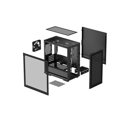 Корпус Deepcool CH370 без БП, боковое окно (закаленное стекло), черный, mATX (R-CH370-BKNAM1-G-1)