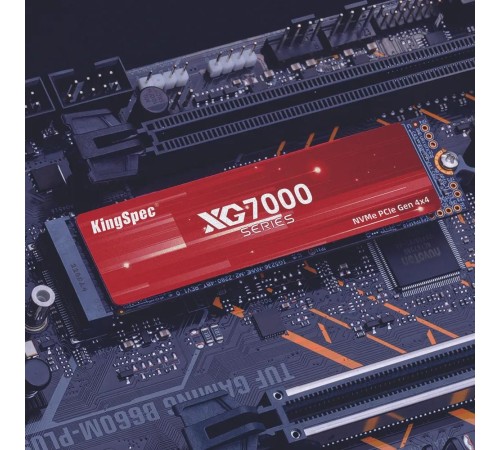 Твердотельный накопитель/ Kingspec SSD XG7000 2280, 1024GB, M.2(22x80mm), NVMe, PCIe 4.0 x4, 3D NAND, R/W 7400/6600MB/s, IOPs 710 000/610 000, TBW 600, DWPD 0.89, with Heat Sink (3 года) Твердотельный накопитель/ Kingspec SSD XG7000 2280, 1024GB, M.2(22x80mm), NVMe, PCIe 4.0 x4, 3D NAND, R/W 7400/6600MB/s, IOPs 710 000/610 000, TBW 600, DWPD 0.89, with Heat Sink (3 года)