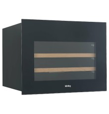 Винный шкаф KORTING/ Винный шкаф KORTING, ВхШхГ 455х590х563, встраиваемый, объем 62л, сенсорное управление, 28 бутылок, 1 температурная зона, 2 деревянные полки, вентилятор для равномерного распределения температуры, энергоэффективность А, уровень шума 40