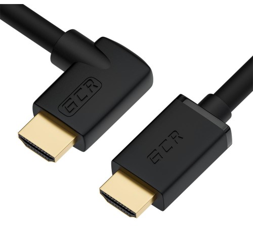 GCR Кабель 1.0m HDMI 2.0, M/M правый угол, черный, HDR 4:2:2, Ultra HD, 4K 60 fps 60Hz/5K*30Hz, 3D, AUDIO, 18.0 Гбит/с, 28/28 AWG, GCR-52321