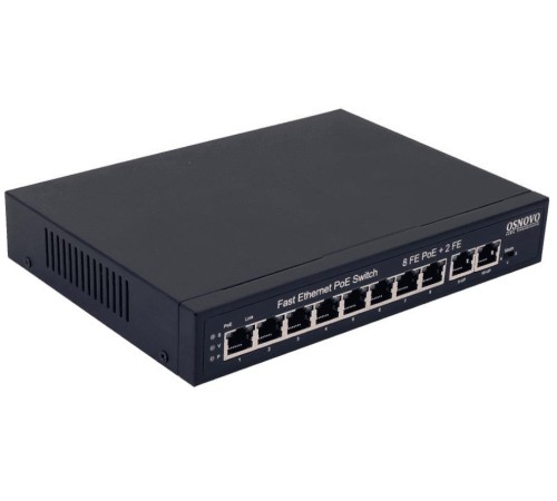 Коммутатор/ OSNOVO PoE коммутатор, 8 x FE с поддержкой PoE (IEEE 802.3af/at), 2 x FE, до 30W на порт, суммарно до 120W