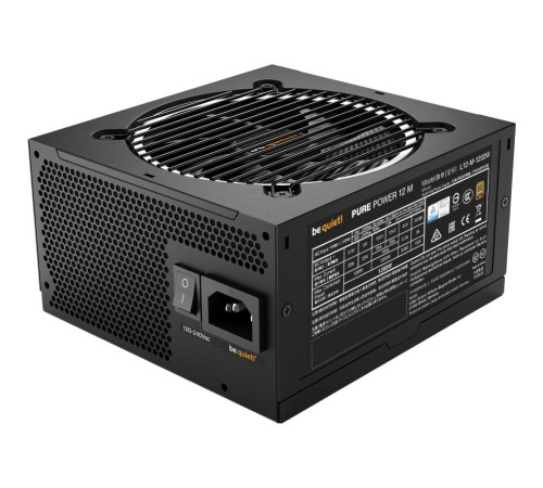 Блоки питания/ Power Supply be quiet! PURE POWER 12 M 1200W, 1200W 80+ Gold (ATX, 3.1, PCIe 5.1, Full-modular, 1x24(20+4)pin 550mm, 1xCPU(4+4)pin 600mm, 4xPCIe(6+2)pin 500mm, 1x12VHPWR 600mm, 6xSATA3 500mm, 2xMOLEX4pin, Active, 120x120mm, 160x150x86mm, AP