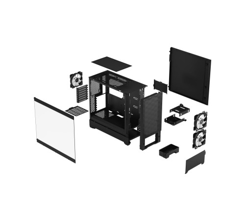 Корпус ПК без блока питания/ Case Fractal Design Pop Air RGB TG Clear Tint, Midi-Tower, 3x120mm RGB, 2xUSB-A 3.2 ATX, mATX, mITX Black