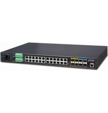коммутатор/ PLANET IGS-6325-20T4C4X IP30 19" Rack Mountable Industrial L3 Managed Core Ethernet Switch, 24*1000T with 4 shared 100/1000X SFP + 4*10G SFP+ (-40 to 75 C, AC + 2 DC, DIDO), ERPS Ring, 1588, Modbus TCP, Cybersecurity features, Hardware La