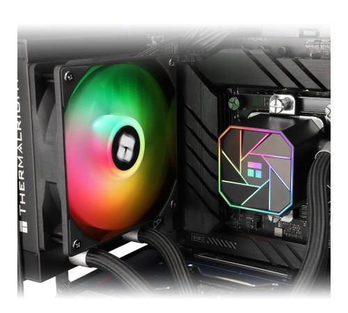 Система жидкостного охлаждения/ Water Cooling System Thermalright Aqua Elite 120 V3 (120mm, Black, ARGB/ Fans: 1x120mm, 66.17CFM, 25.6dBA, 1500RPM/ Pump height 53mm, 23dBA, 3300RPM, Rad thickness 27mm/ S: 1700, 1200, 20XX, 115X, AM5, AM4) Система жидкостного охлаждения/ Water Cooling System Thermalright Aqua Elite 120 V3 (120mm, Black, ARGB/ Fans: 1x120mm, 66.17CFM, 25.6dBA, 1500RPM/ Pump height 53mm, 23dBA, 3300RPM, Rad thickness 27mm/ S: 1700, 1200, 20XX, 115X, AM5, AM4)