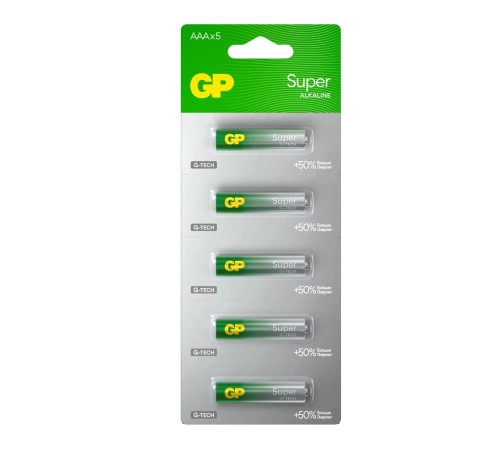 Батарейка Алкалиновые батарейки GP Super Alkaline G-Tech 24А ААA - 1 шт. на отрывных блистерах