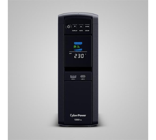 Источник бесперебойного питания/ UPS Line-Interactive CyberPower CP1350EPFCLCD 1350VA/810W USB/RS-232/RJ11/45/USB/SNMPslot charger A/С (6 EURO), с чистым синусом при работе от АКБ Источник бесперебойного питания/ UPS Line-Interactive CyberPower CP1350EPFCLCD 1350VA/810W USB/RS-232/RJ11/45/USB/SNMPslot charger A/С (6 EURO), с чистым синусом при работе от АКБ