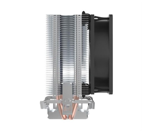 Кулер для процессора PCCooler S93 V2 (100W, 3-pin, 125mm, Al/Cu, 2x6mm, 1x92mm, 48CFM, 22dBA, 2200RPM, S: 1700/1200/115X, AM5/AM4, silver, black)