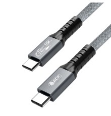 GCR Кабель USB4 Type-C, 1.0m, серый, 40Gbps, 240W, 8K60Hz, GCR-57111